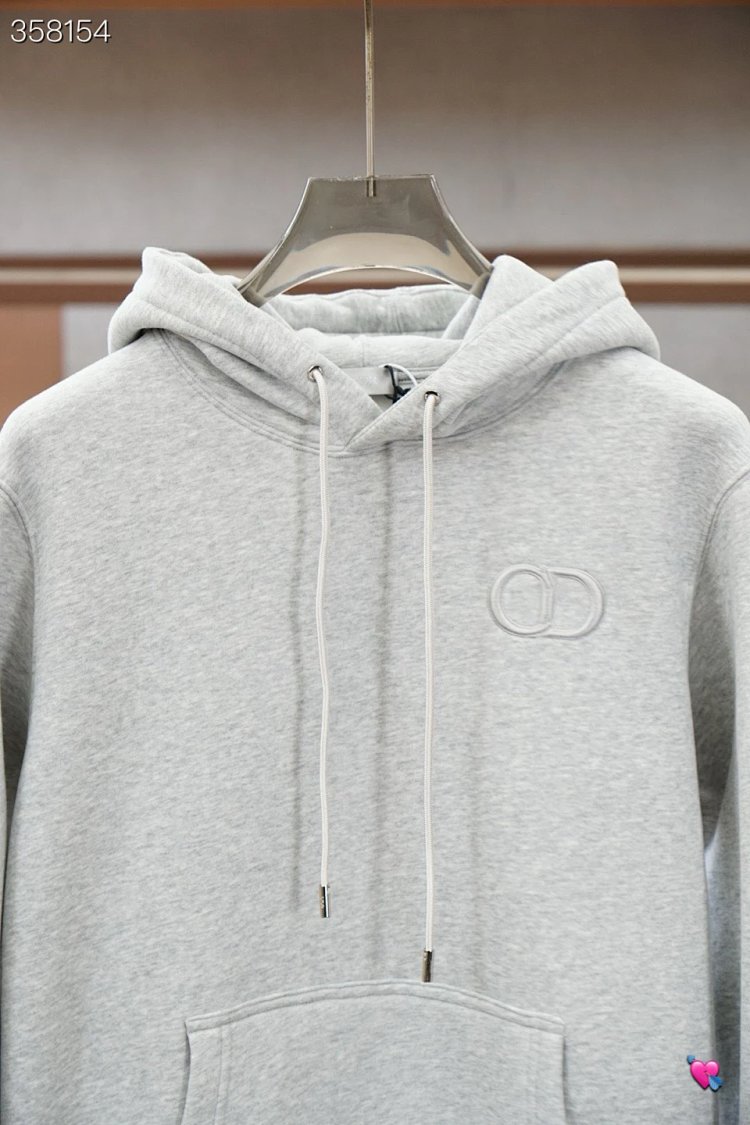 DiorDior classic CD embroidered hooded pure cotton men's fashionable casual hooded sweatshirt | Litb