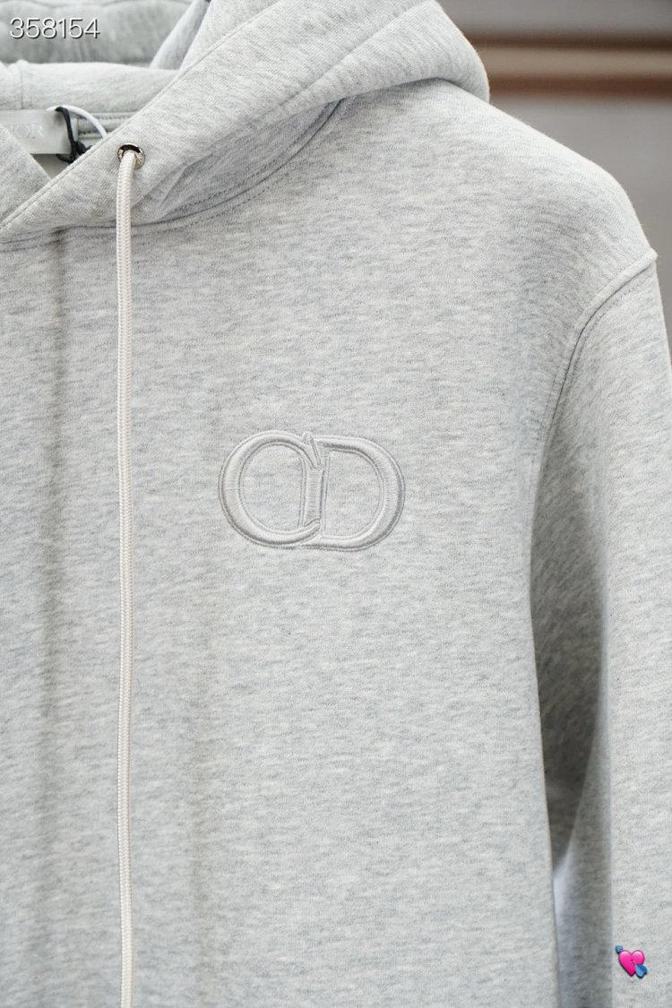 DiorDior classic CD embroidered hooded pure cotton men's fashionable casual hooded sweatshirt | Litb