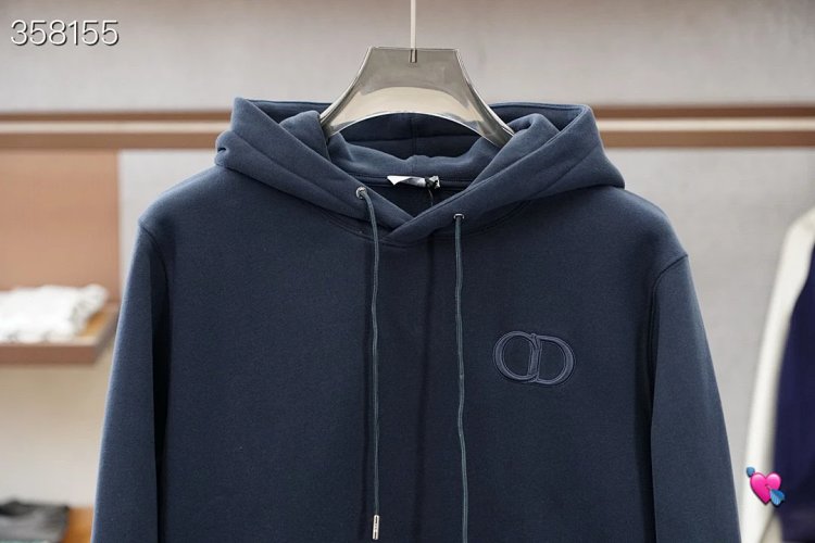 DiorDior classic CD embroidered hooded pure cotton men's fashionable casual hooded sweatshirt | Litb