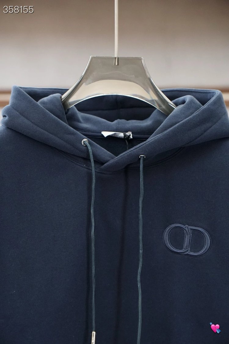 DiorDior classic CD embroidered hooded pure cotton men's fashionable casual hooded sweatshirt | Litb