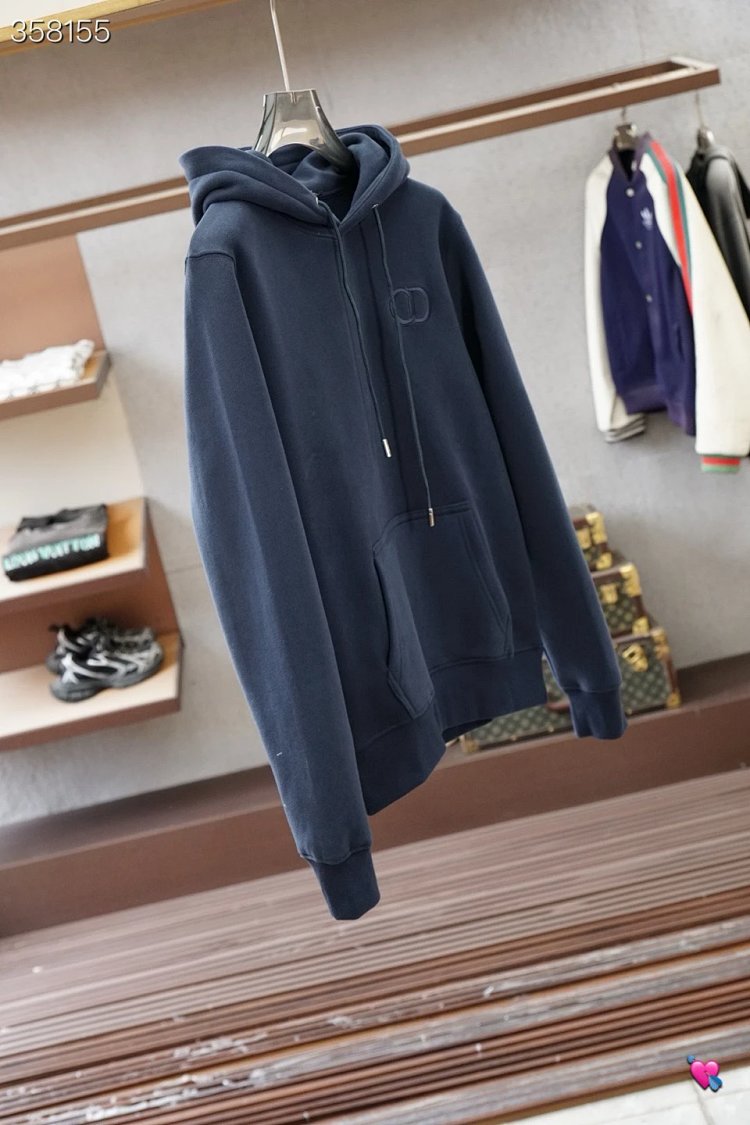 DiorDior classic CD embroidered hooded pure cotton men's fashionable casual hooded sweatshirt | Litb