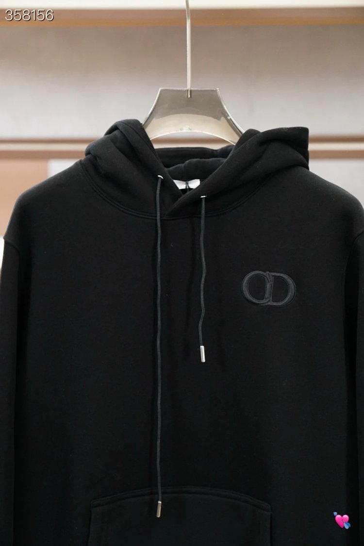 DiorDior classic CD embroidered hooded pure cotton men's fashionable casual hooded sweatshirt | Litb