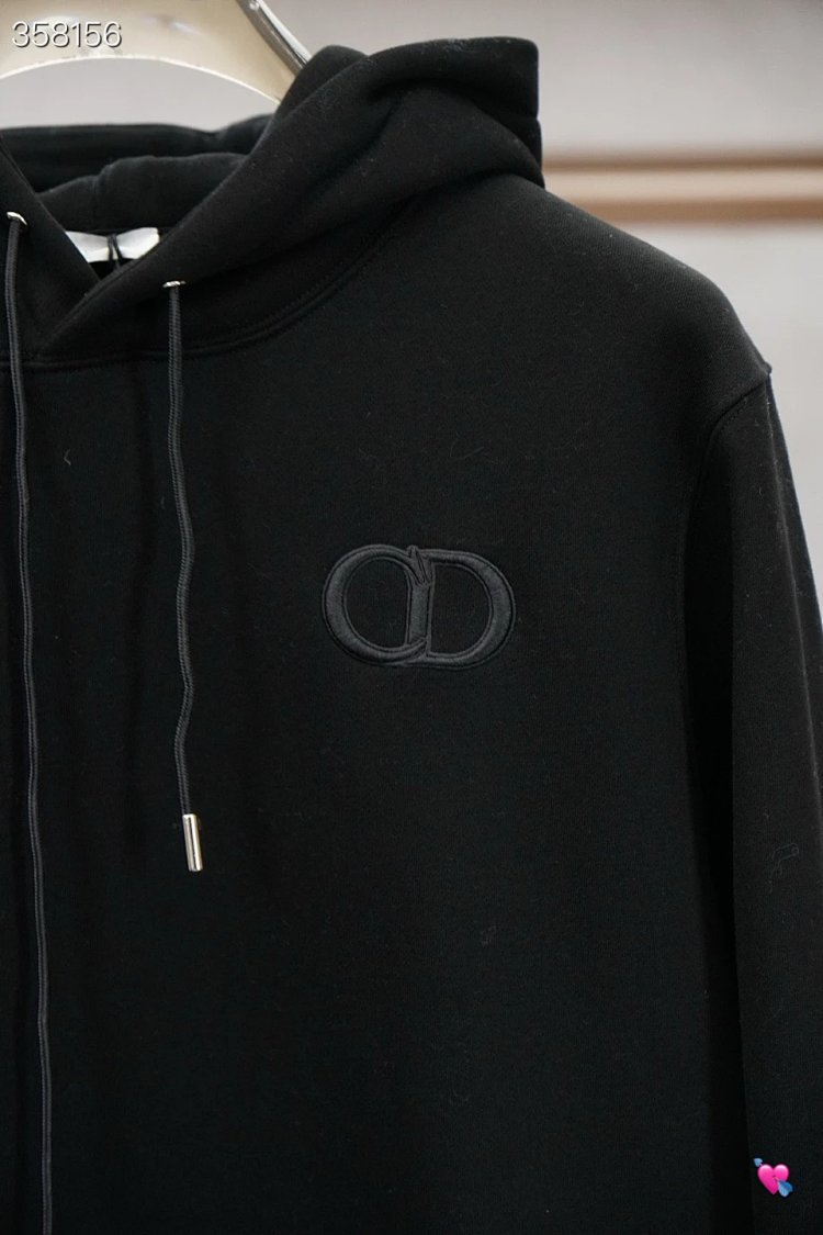 DiorDior classic CD embroidered hooded pure cotton men's fashionable casual hooded sweatshirt | Litb