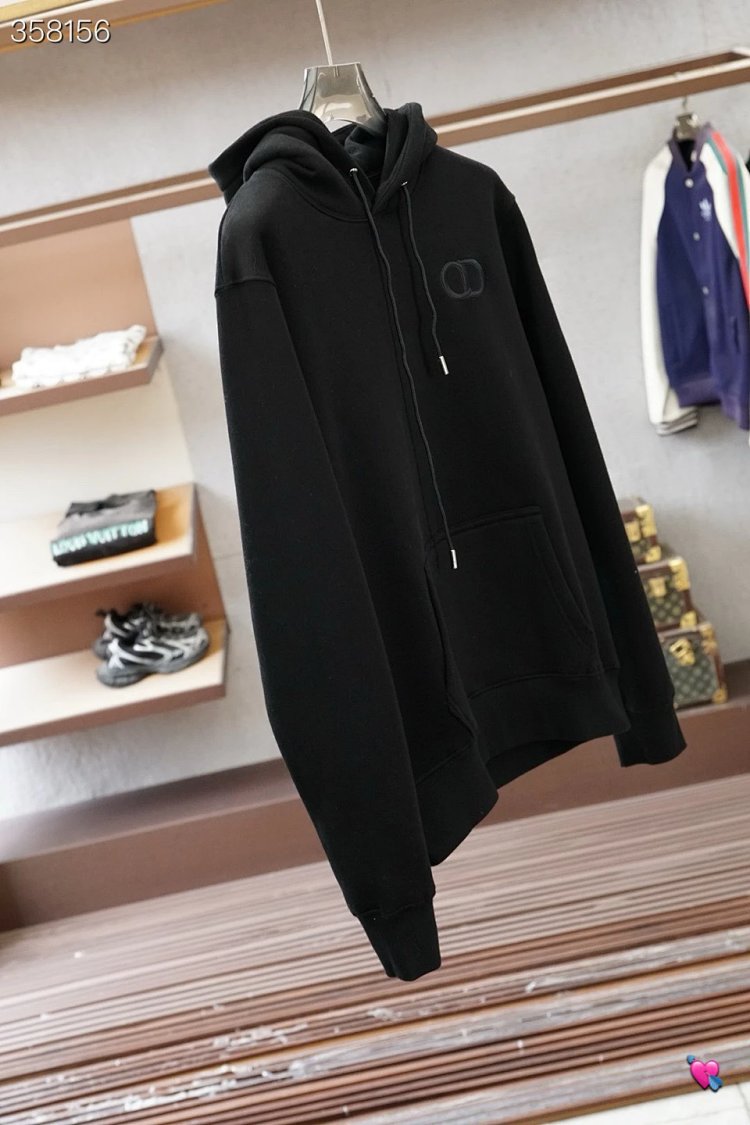DiorDior classic CD embroidered hooded pure cotton men's fashionable casual hooded sweatshirt | Litb