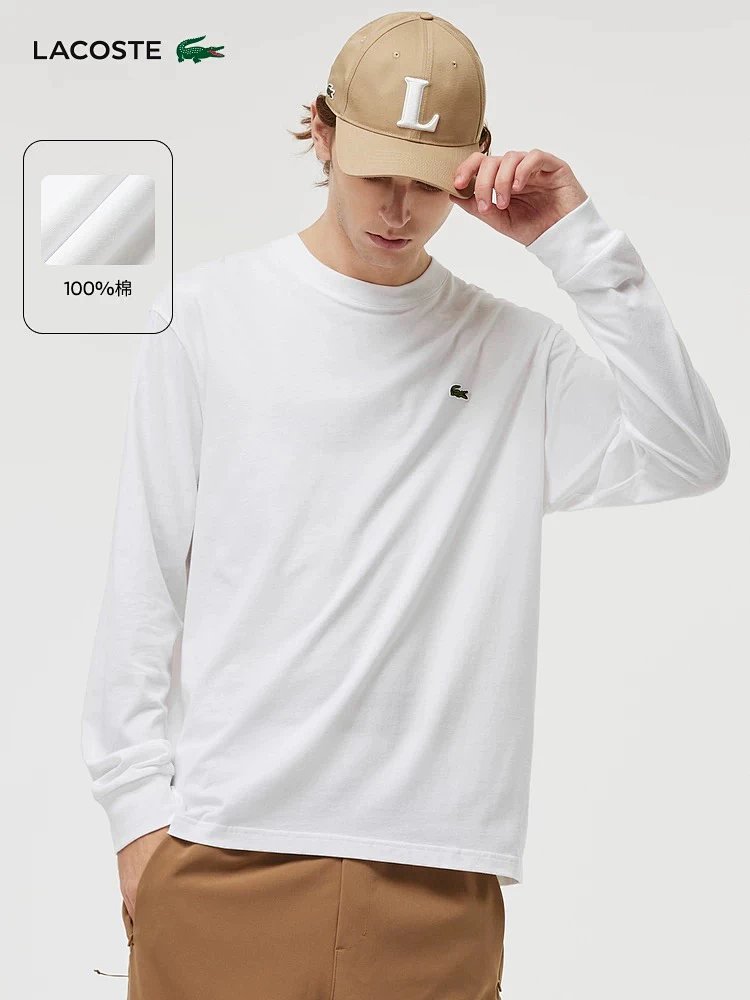 LACOSTE  French crocodile men's pure cotton round neck long sleeved T-shirt TH7307 | Litbuuy Spreads