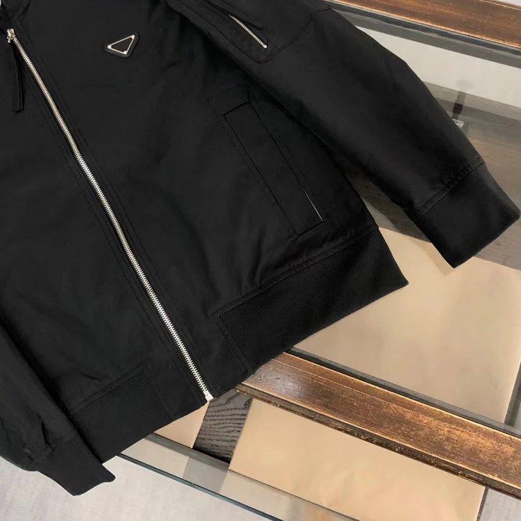 Prada men's jacket baseball collar zipper jacket cardigan solid color men's casual | Litbuuy Spreads