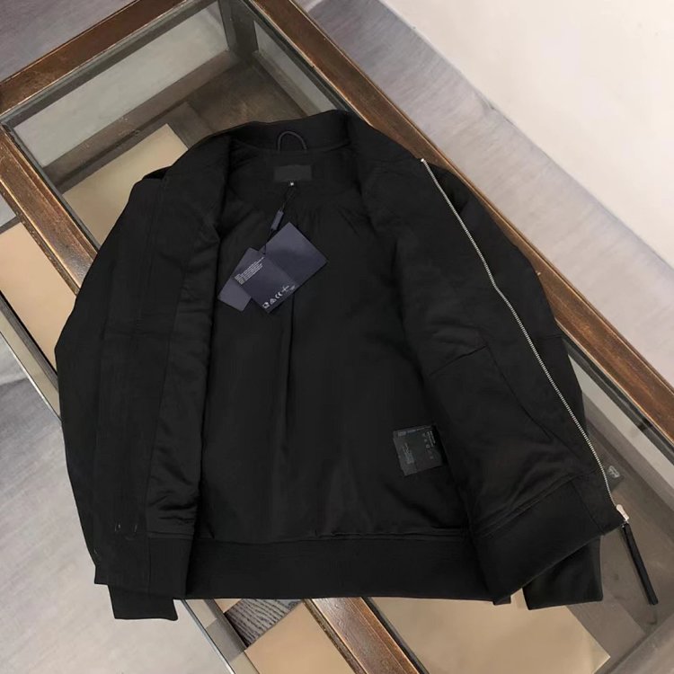 Prada men's jacket baseball collar zipper jacket cardigan solid color men's casual | Litbuuy Spreads