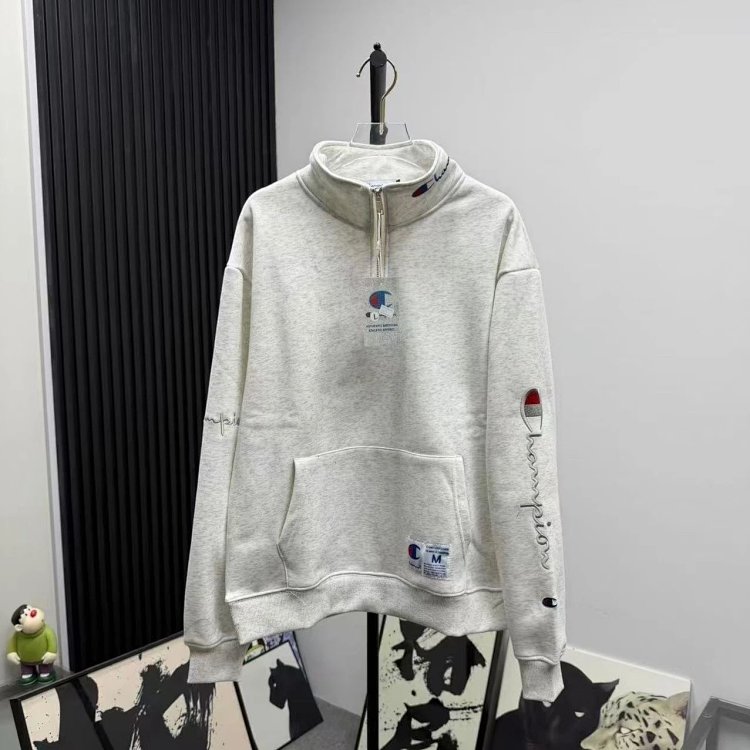 Champion plus velvet hoodie with Kirin arm embroidered logo for both men and women, casual long slee
