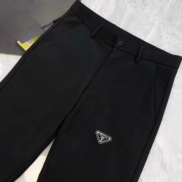 Prada trousers men's business trousers casual straight tube milk silk front label light luxury trous