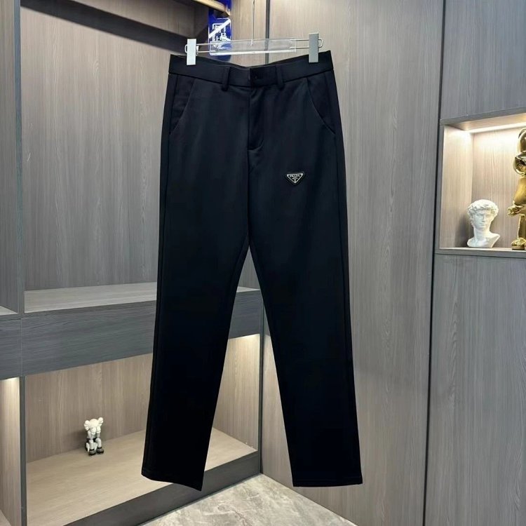 Prada trousers men's business trousers casual straight tube milk silk front labe
