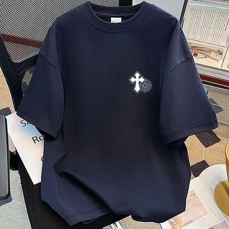 Chrome Hearts Cross Sanskrit Light Luxury Short Sleeve T-shirt for Men and Women, CH Short Sleeve Li
