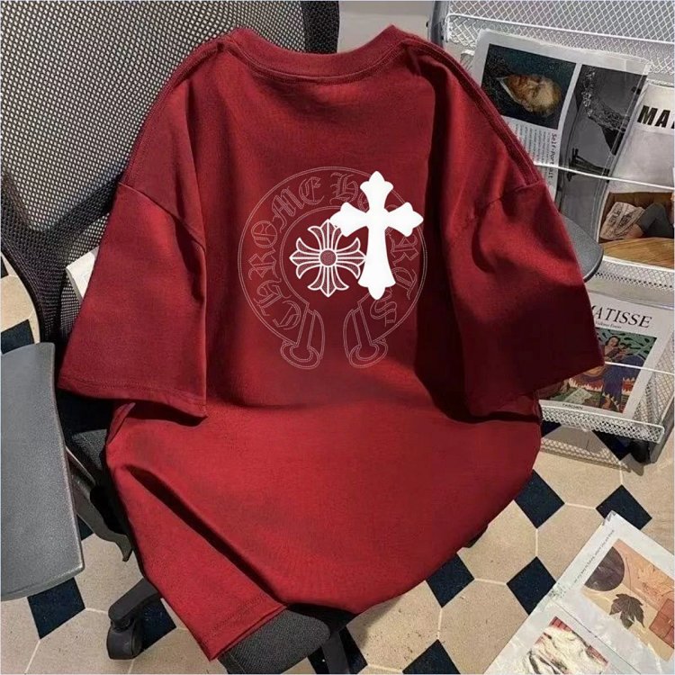 Chrome Hearts Cross Sanskrit Light Luxury Short Sleeve T-shirt for Men and Women, CH Short Sleeve Li
