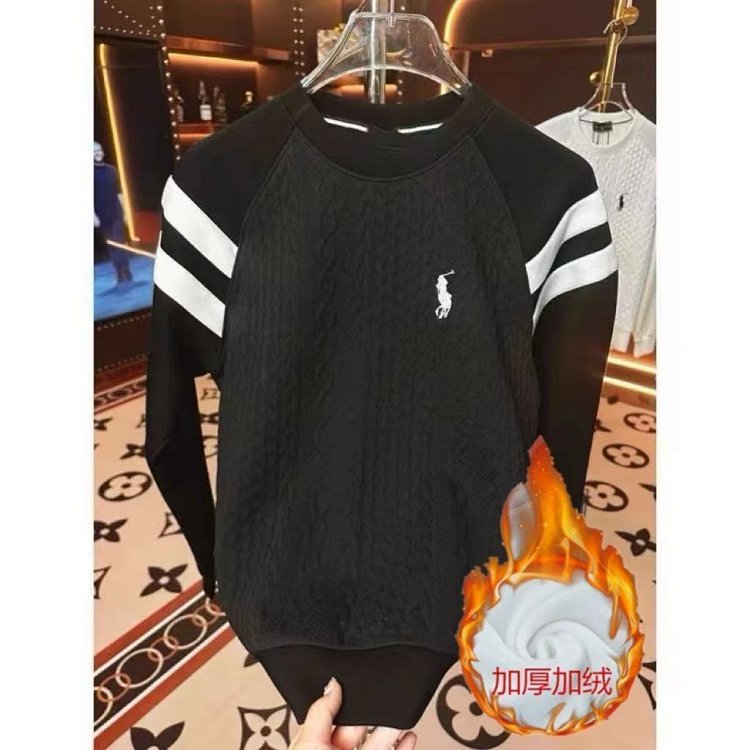 Ralph Lauren Long Sleeve Men's and Women's Same Style Velvet Warm Hoodie Bottom Shirt | Litbuuy Spre