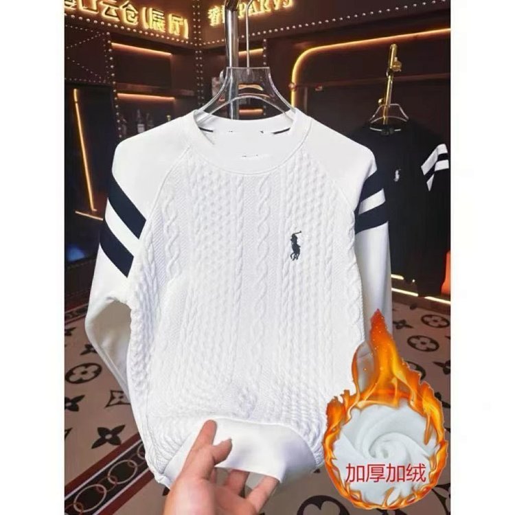 Ralph Lauren Long Sleeve Men's and Women's Same Style Velvet Warm Hoodie Bottom Shirt | Litbuuy Spre