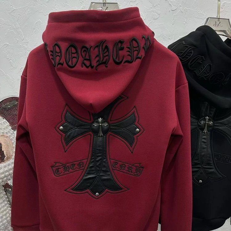 Chrome Hearts hooded sweatshirt, autumn and winter cross long sleeved fleece jacket | Litbuuy Spread