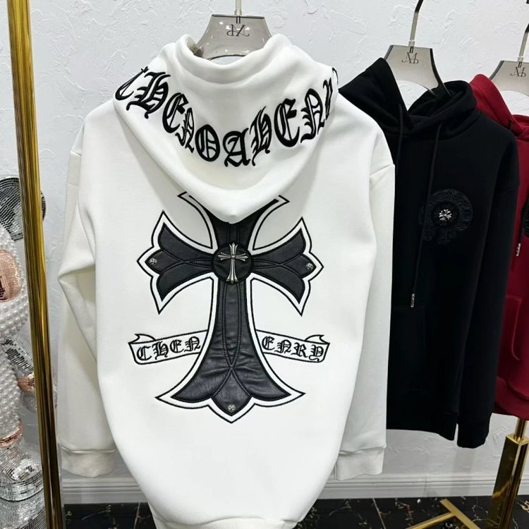 Chrome Hearts hooded sweatshirt, autumn and winter cross long sleeved fleece jacket | Litbuuy Spread