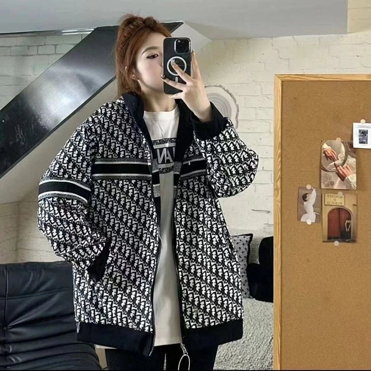 DIOR light luxury spring and autumn jacket unisex trendy brand cardigan hooded j
