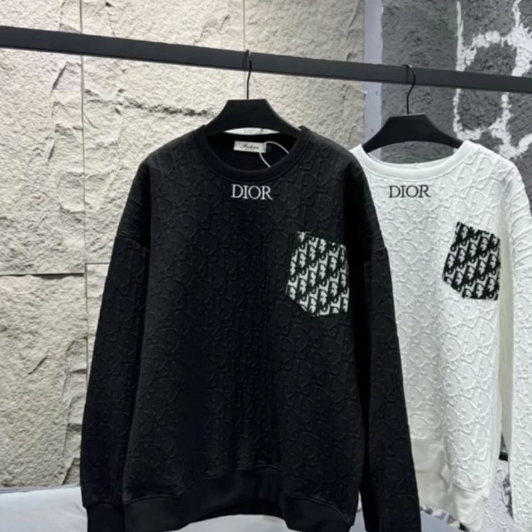 DIOR light luxury long sleeved T-shirt for both men and women, round neck base long sleeved sweatshi
