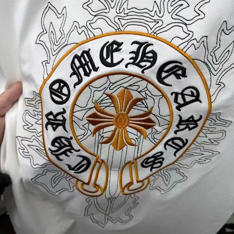 Chrome Hearts Light Luxury Embroidered Short Sleeve T-shirt Black and White Unisex | Litbuuy Spreads