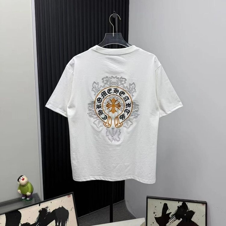 Chrome Hearts Light Luxury Embroidered Short Sleeve T-shirt Black and White Unisex | Litbuuy Spreads