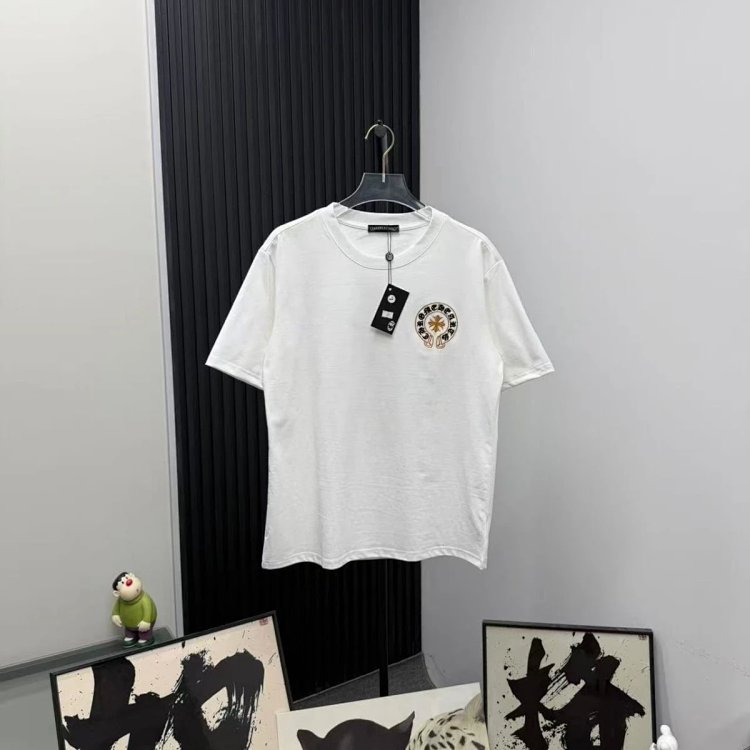 Chrome Hearts Light Luxury Embroidered Short Sleeve T-shirt Black and White Unisex | Litbuuy Spreads