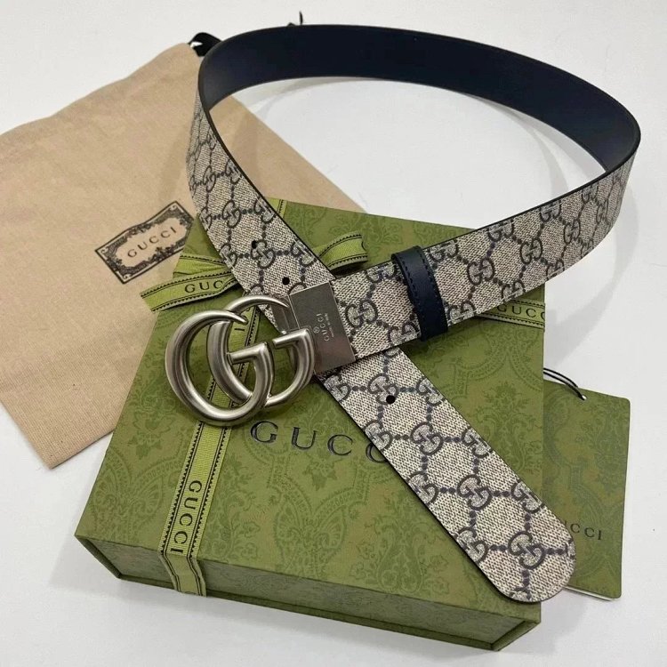 Gucci men's and women's belt PVC distressed calf leather vintage