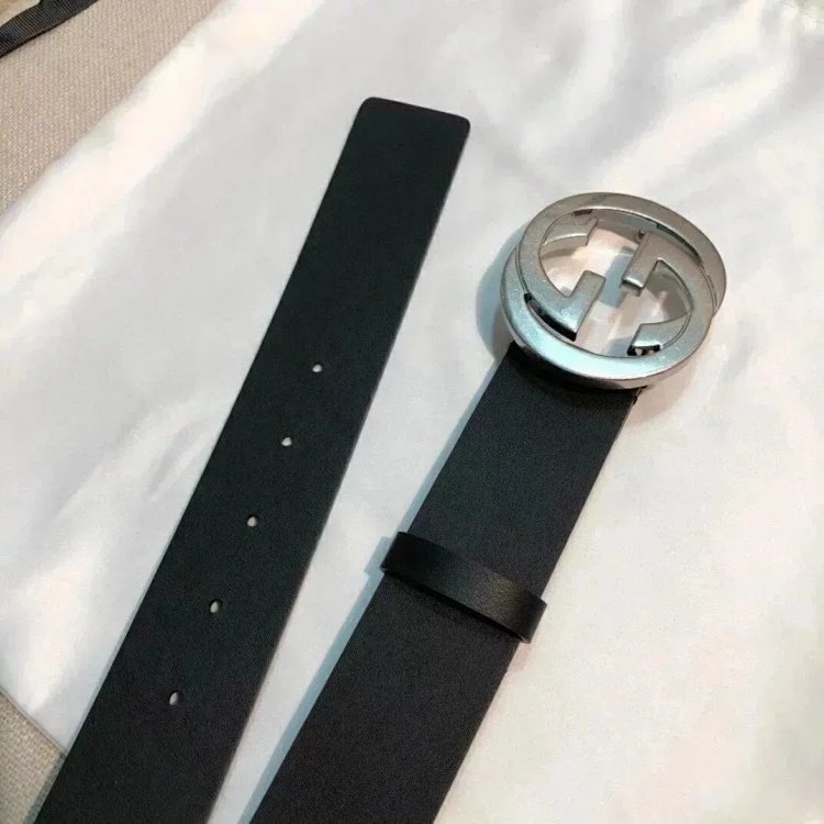 Gucci counter version men's belt double buckle business casual belt smooth buckle pants belt | Litbu