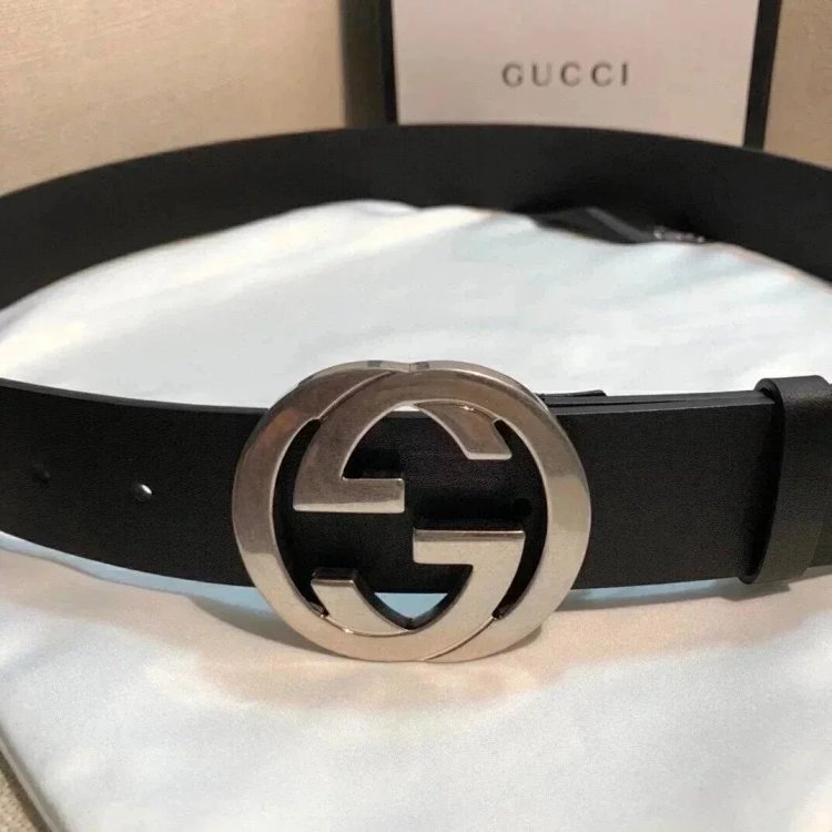 Gucci counter version men's belt double buckle business casual belt smooth buckle pants belt | Litbu
