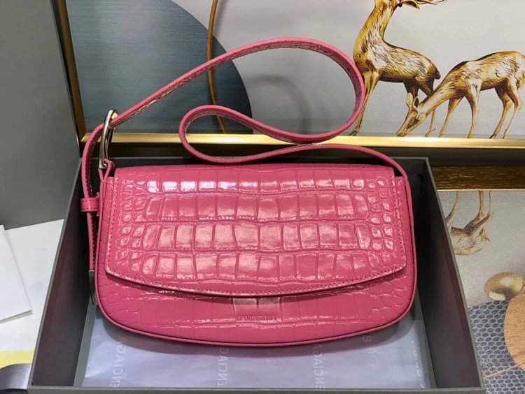 Balenciaga Crocodile Pattern Head Layer Calfskin Single Shoulder Handheld Underarm Bag Women's Bag |