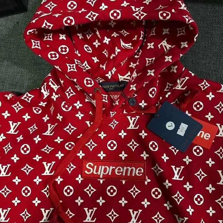 Supreme Co branded Full Print Red Hoodie | Litbuuy Spreadsheet