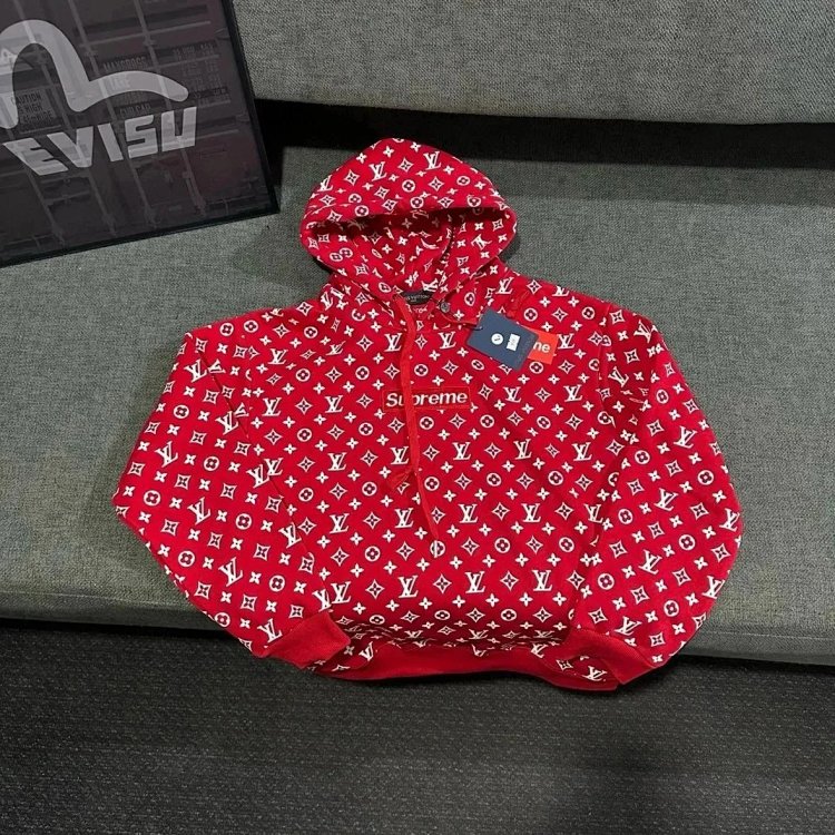 Supreme Co branded Full Print Red Hoodie | Litbuuy Spreadsheet
