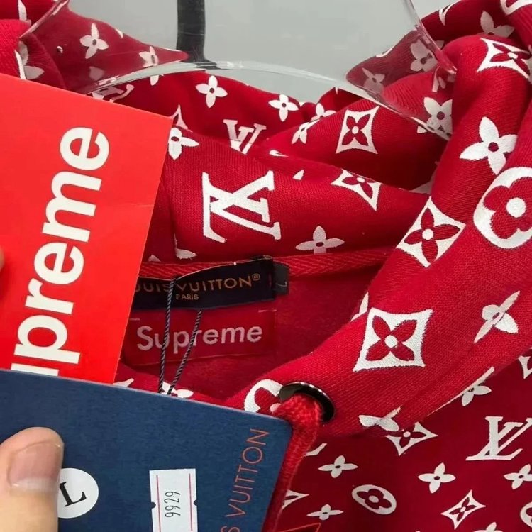 Supreme Co branded Full Print Red Hoodie | Litbuuy Spreadsheet