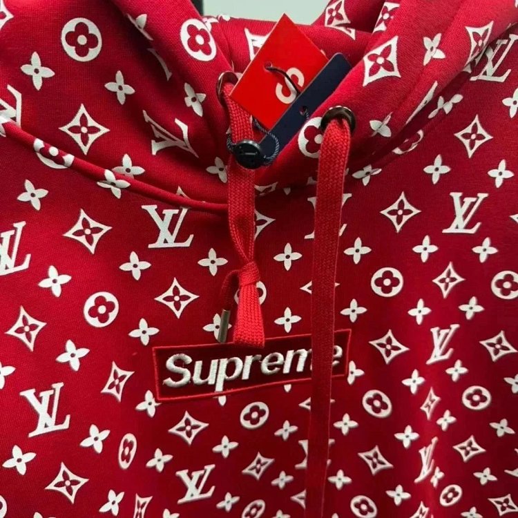 Supreme Co branded Full Print Red Hoodie | Litbuuy Spreadsheet