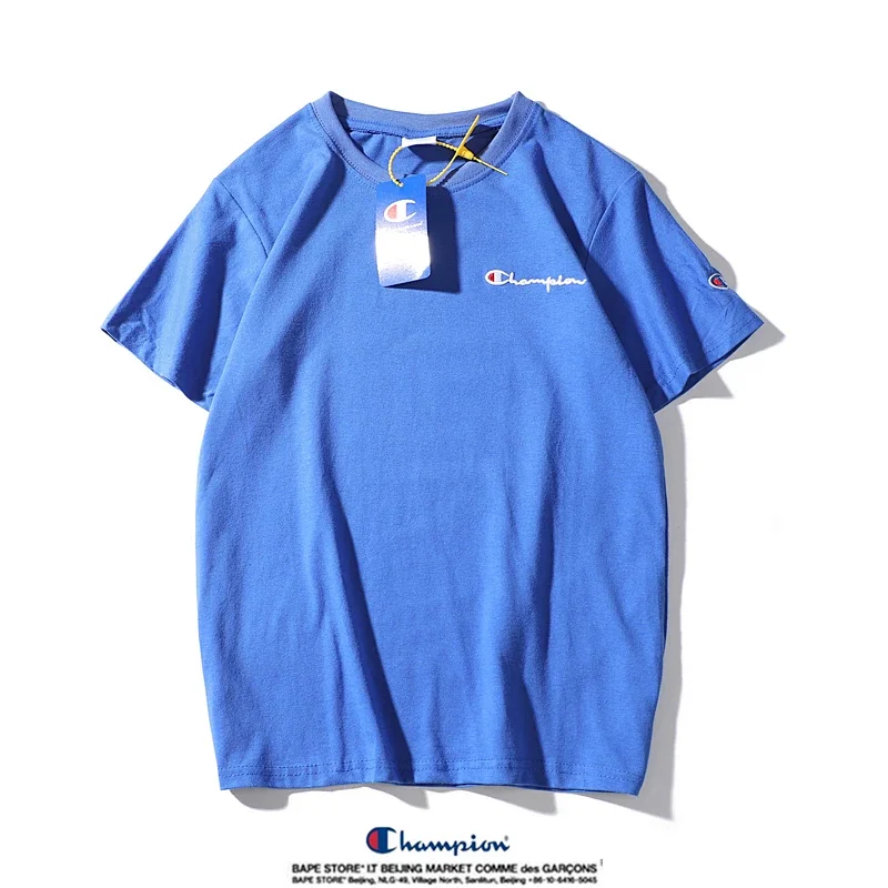 Champion small label pure cotton round neck short sleeved T-shirt | Litbuuy Spreadsheet