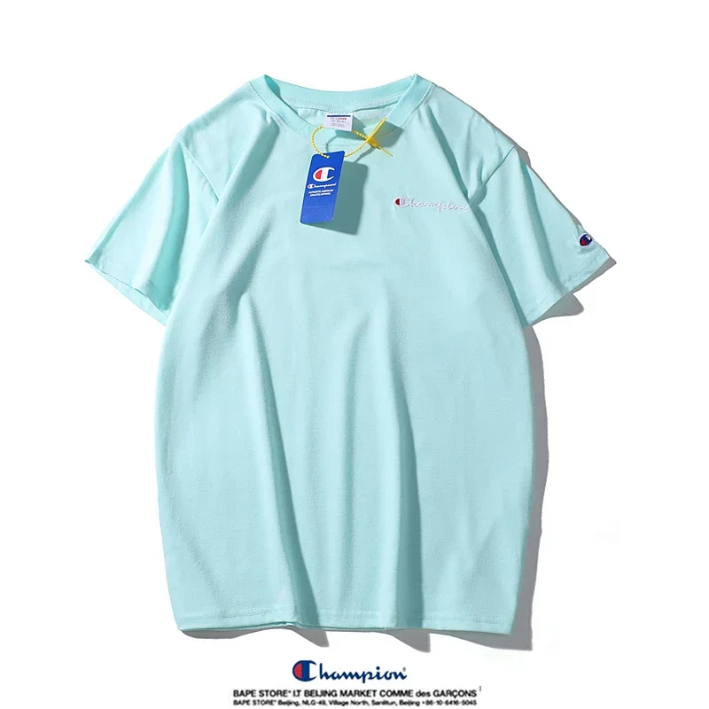 Champion small label pure cotton round neck short sleeved T-shirt | Litbuuy Spreadsheet