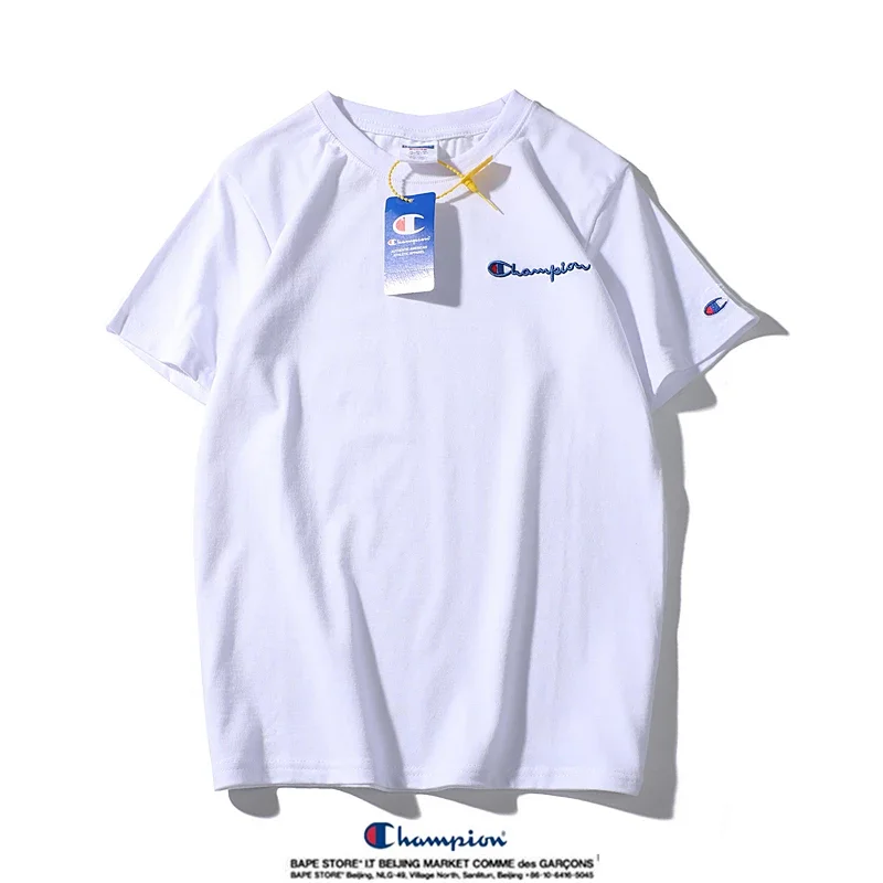 Champion small label pure cotton round neck short sleeved T-shirt | Litbuuy Spreadsheet