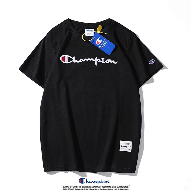 Champion Simple 3D Embroidered Cotton Short sleeved T-shirt | Litbuuy Spreadsheet