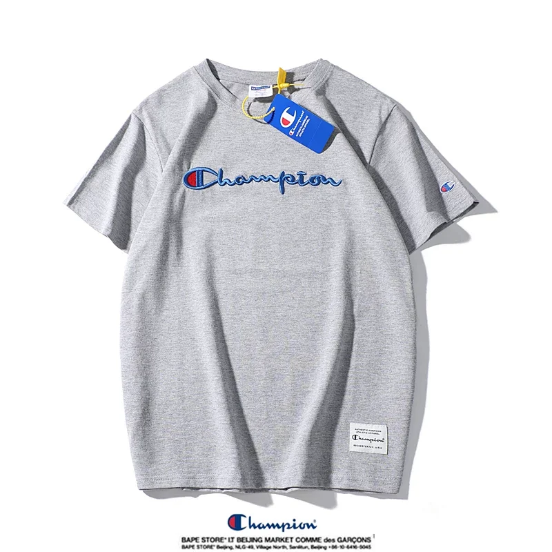 Champion Simple 3D Embroidered Cotton Short sleeved T-shirt | Litbuuy Spreadsheet