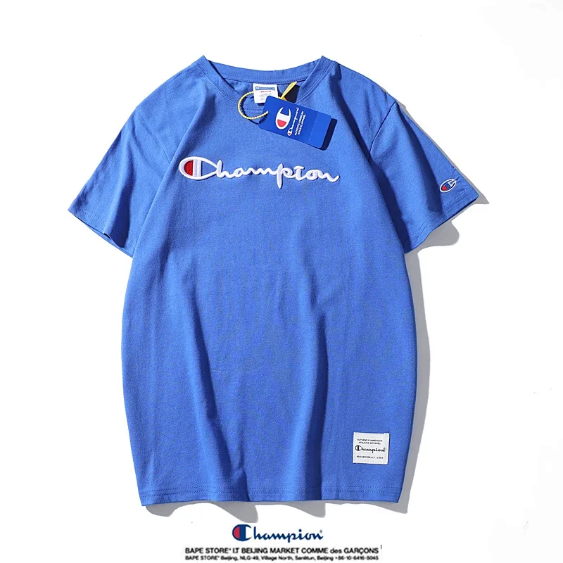 Champion Simple 3D Embroidered Cotton Short sleeved T-shirt | Litbuuy Spreadsheet