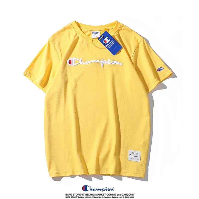 Champion Simple 3D Embroidered Cotton Short sleeved T-shirt | Litbuuy Spreadsheet