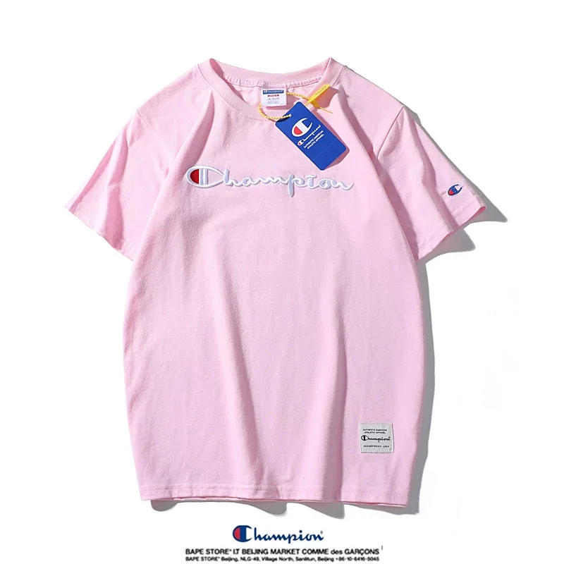 Champion Simple 3D Embroidered Cotton Short sleeved T-shirt | Litbuuy Spreadsheet