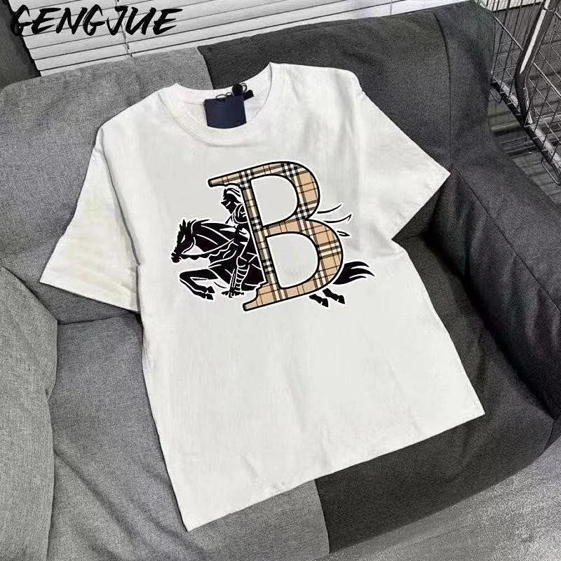 Burberry Light Luxury Short Sleeve T-shirt Men's War Horse Knitted Short Sleeve Top Half Sleeve | Li