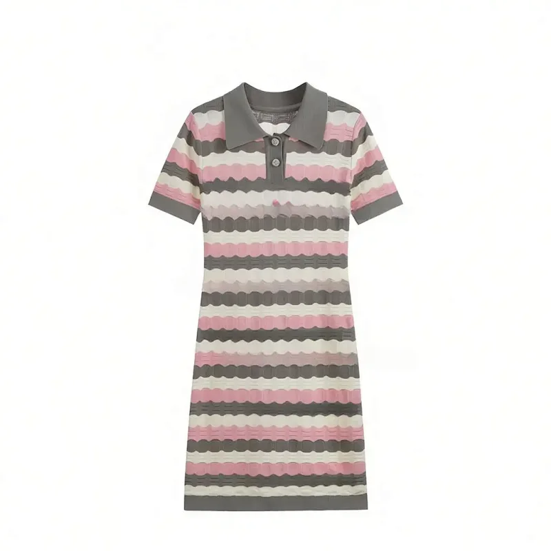 Summer new socialite small fragrant style striped French knitted dress | Litbuuy Spreadsheet