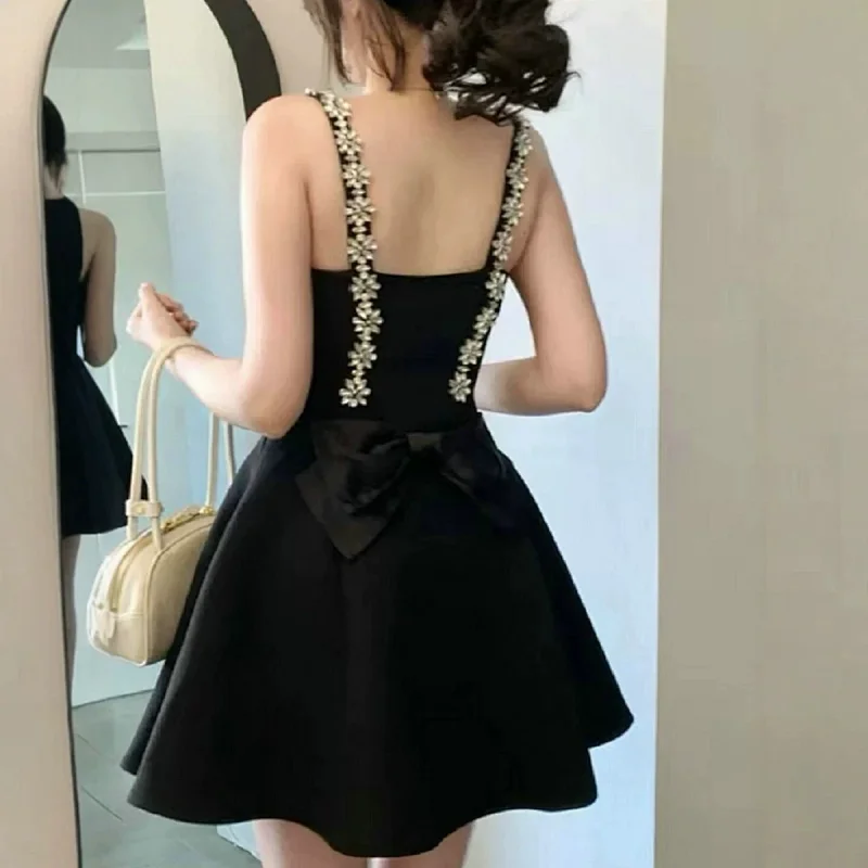 skiirt Summer new French heavy industry rhinestone suspender dress | Litbuuy Spreadsheet