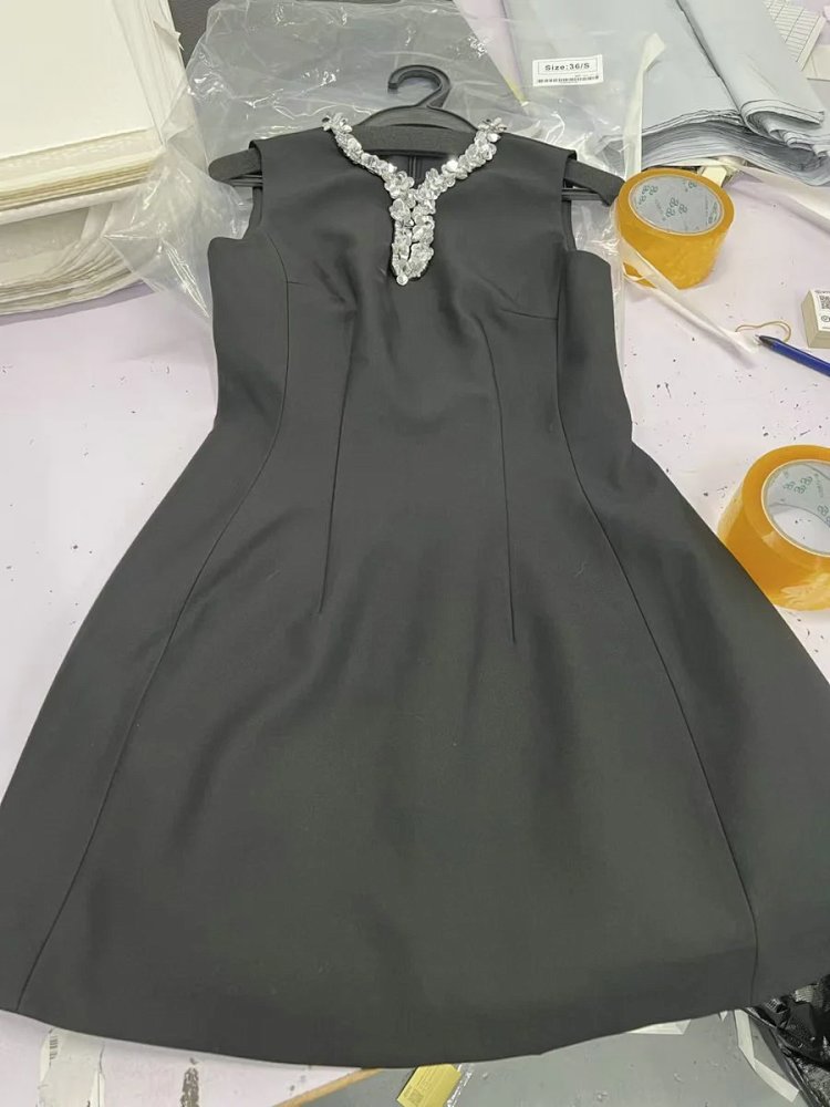 Temperament  skirt   socialite solid color sleeveless waist cinching slimming dress | Litbuuy Spread