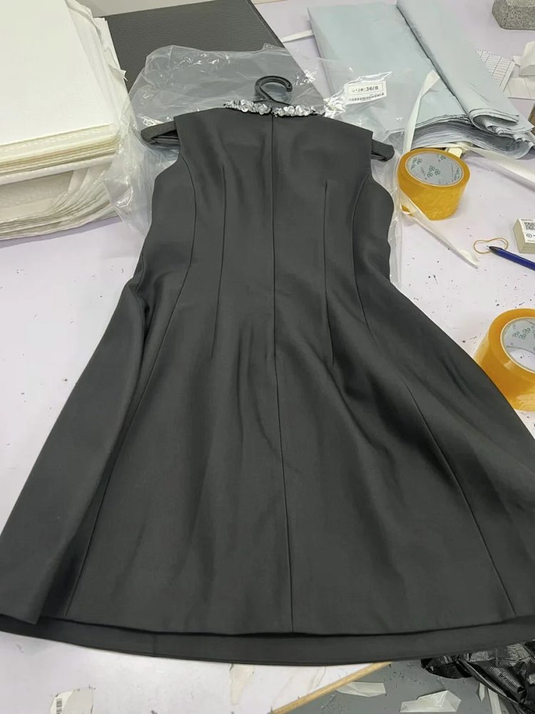 Temperament  skirt   socialite solid color sleeveless waist cinching slimming dress | Litbuuy Spread