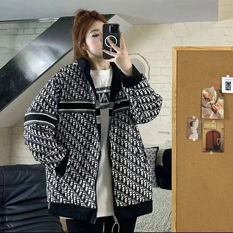 Dior DIOR light luxury spring and autumn coat men's and women's trendy brand cardigan hooded jacket