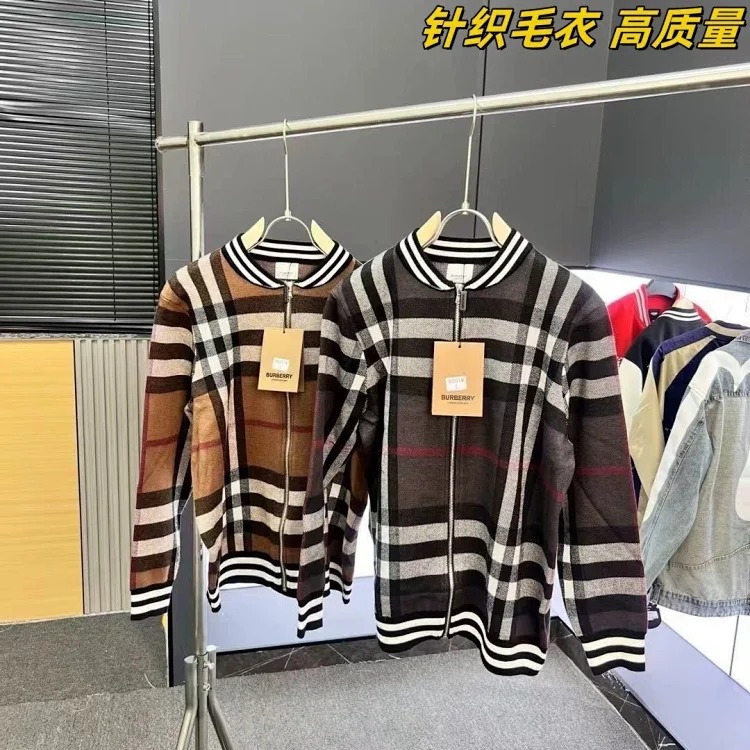 Burberry knitted sweater patchwork plaid cardigan light luxury jacket men's trendy brand