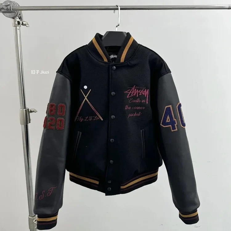 Stussy Stussy 40th Anniversary New York Limited Black Eight Baseball First Layer Cowhide Black Eight Baseball Suit