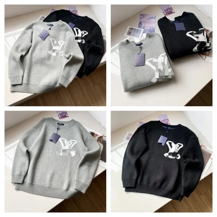 Round neck loose sweater sweater pullover jacquard letters same style for men and women